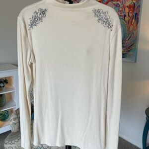 Express Cream Mock neck Sweater Embelished